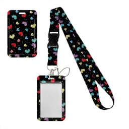 Simple Marble Heart Rainbow Card Holder with Buckle Lovely Hanging Rope ID Pass Hang Accessories Holder Lanyard Passr Case