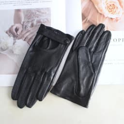 Thin Women's Sheepskin Driver Gloves Summer Breathable Snap Button Colored Genuine Leather Gloves