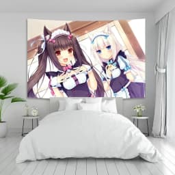VIKAMA Anime Tapestry with Nekopara Chocola And Vanilla Neko Character Design for Anime Room and Bedroom Wall Decor