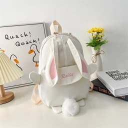 Girl Rabbit Ear Backpack Casual Schoolbag Waterproof Large Capacity School Backpack Smooth Zipper Solid Teens Travel and Gifts