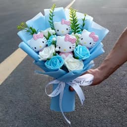 Genuine Hellokitty Kuromi Cinnamoroll Plush Dolls With Artificial Flowers Bouquets Christmas Valentine Graduation Birthday Gifts