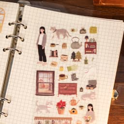 12 Sheets Daily Leisure Theme PET Stickers for DIY Craft Scrapbooking Collage Guitar Phone Case Notebook Decoration