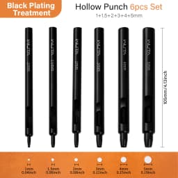 WUTA 5-15Pcs Basic Black Anti-rust Leather Hollow Punch Set Round Hole Puncher DIY Craft Working Tools Kit for Belt, Watch Strap