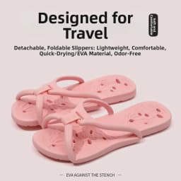 Non-slip Foldable Travel Slippers Lightweight Comfortable EVA Hotel Flip Flops Soft Flat Heels Bathroom Slippers Men and Women