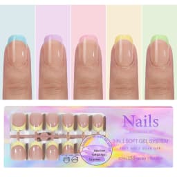 150pcs Multi-size False Nail Press On Acrylic Nails Almond French Wearing Armor Removable Convenient 6 Colors Fake Nail