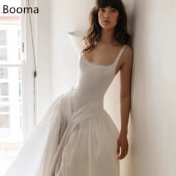 Booma Simple Mermaid Spaghetti Strap Split Wedding Dresses Long Sleeveless Pleat Elegant Brides Gown Custom Made 2025