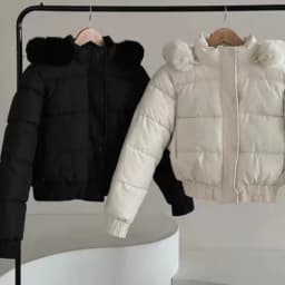Faionable Thiened Autumn Winter ort Bread Sle Jaet Women's Chic Hooded Coat with Fur Collar Long Sve Warm Cotton...