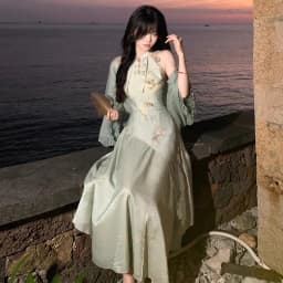 Ele een Svel Ne Hanging Qipao Dr Chinese Sle Women's Faion Retro Design Daily Wear Polyester Fiber