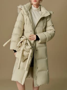DUSHU 219.9G Filling Amount Plus Size Fur Collar Thickened Mid-length Down Jacket for Women 2024 Winter New Down Coat 24DS84045