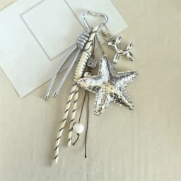 2025 New PU Leather Starfish Bag Charm Cute Decorative Keychain Decoration Fashion Braided Rope Bag Accessorie