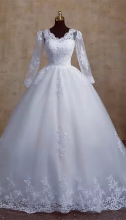 Customized any Color Long Sleeve V Neck Classic Wedding Dress 2026 Lace Vintage For Bridal Modest Wedding Bride Ball Gown