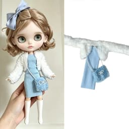 For Blythe Doll Outfit Clothes Luxury Checkered Coat Dress Set Sweet Princess Bowknot Skirt Clothing For Barbies OB24 Small 1/6