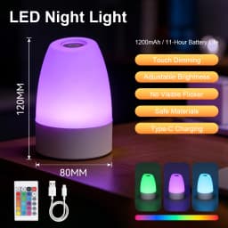 Touch Night Lamp Dimmable Rechargeable Type-C Table Lamp for Bedroom Living Room Remote Control Decor 3 Colors Night Lamp 2W