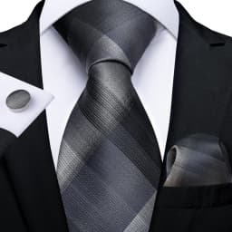 New Fashion Plaid Men's Tie Set High Quality 8cm Width Neck Tie Handkerchief Cufflinks Business Wedding Tie Gift For Men