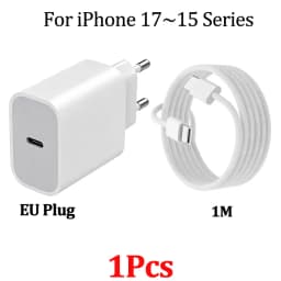 1-2Pcs PD 40W For iPhone 17 Pro Max Fast Charger For iPhone 16 15 Pro Max Plus Type C Quick Charging Data Cable EU Plug Adapte