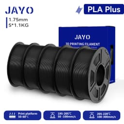 JAYO 3D PETG/PLA/PLA+ Filament 1.75mm +/-0.02mm PLA Filament 5 Rolls For Bambu FDM 3D Printer Neatly Wound 3D Printing Material