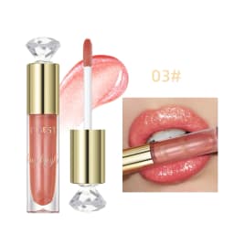 QIBEST 5 Colors Glitter Lip Gloss Long Lasting Diamond Pearlescent Metallic Liquid Lipstick Moisturizing Lip Glaze Tint Makeup