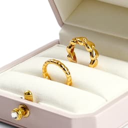 Oirlv Luxurious Velvet Ring Box Set-Elegant Single & Double Ring Holder for Wedding Anniversary Gifts Jewelry Storage Organizer
