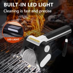 Electric Roller Grill Brush with LED Light Stainless Steel Bristle-Free BBQ Cleaner Brush Rechargeable Barbecue Cleaner Tools
