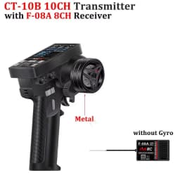 HotRC CT-10B 10CH Transmitter Color Screen Metal/Plastic Handwheel Remote Control 4/6/8/10CH Gyro Receiver for RC Car Truck Boat