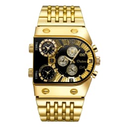 Oulm Unique Men Watch Square Gold Quartz Wrist Watch for Man Sports Multi-Time Zone Military Male Waterproof Relogio Masculino