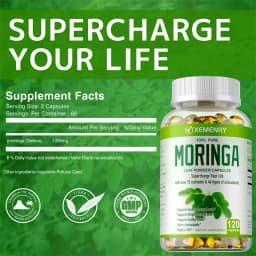 Organic Moringa Capsules - Strengthen The Immune System, Promote Metabolism, Enhance Energy, Help Detoxification, Anti-oxidation
