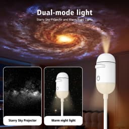 2 in 1 USB Galaxy Projector Light Adjustable Focus Car Interior Ambient Lamp Home Room Starry Star Kids Projection Night Light