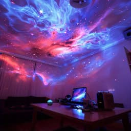 1pc Northern Lights LED Atmosphere Projector,7 Modes, Starry Rotation Projection,USB Powered,Remote Control,For Bedroom Decor