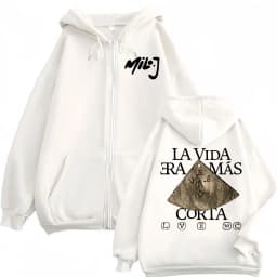 Rapper Milo J La Vida Era Mas Corta Merch Zipper Hoodie Fashion Hip Hop Zip Up Sweatshirt Men's Women's Casual Fleece Pullovers