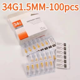 100PCS 25G 30G 32G 33G 34GPainless Needle 4/6/13mm Beauty Ultrafine Piercing Transparent Syringe Injection Glue Clear Tip Cap