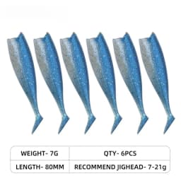 80mm 105mm Soft Fishing Lure Jighead Black Tail Minnow Artificial Silicone Bait Saltwater Sea Bass Swimbait Gear