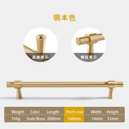 Pure Copper French Gold Wardrobe Handle Solid  Brass Cabinet Door Handle American Cabinet Door Drawer Gold Handle Brass