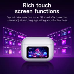 HOCO EW72 Wirelss Bluetooth 5.4 ANC Noise Reduction Earphone With LED Full Touch Smart Screen Charging Box Music Sports Earbuds