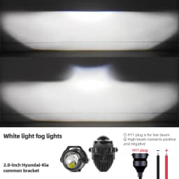 2.0 Bi Led Projector Lens Auto LED Fog Lights 3000K 4300K 6000K High and Low Beam for Toyota Nissan Tricolor Lens Fog Lamp