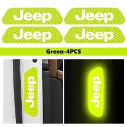 For Jeep 4pcs Car Logo Door Reflective Strips Sticker Security Warning Stickers Accessories Cherokee Wrangler JK Gladiator
