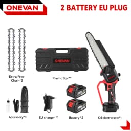 ONEVAN 8 Inch Brushless Electric Chainsaw Cordless Portable Electric Saw Woodworking Power Tool For Makita 18V Battery Pin