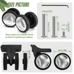 8Pcs 60mm Universal Silent Luggage Wheels Replacement, Silver Rubber Suitcase Caster Repair Kit with Screws for Travel Trolley