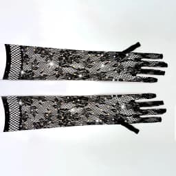 Sexy Shining Flash Drilling Mesh Thin High Elasticity Lace Fashion Personality Dance Stage Performance Cosplay Women Gloves