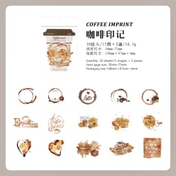 6style 30pcs retro coffee themed PET material decorative sticker DIY handmade material scrapbook diary album decorative sticker