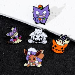 5 Pcs Anime Creativity Brooch Cute Eevee Pikachu Gengar Enamel Pin Metal Badge Jewelry Clothing Backpack Accessories Gift