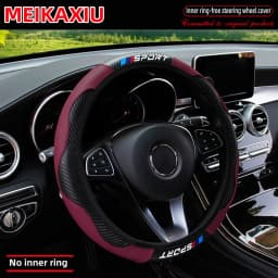 Carbon Fiber Leather Sport Car Rimless Steering Wheel Cover Is Suitable for 14.5 - 15-Inch Steering Wheels as Decoration Items