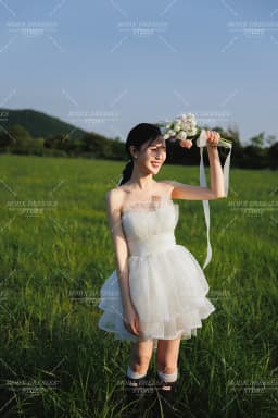 MODX Simple Tulle Mini Korean Wedding Dress Sleeveless Bridal Gown Short Gown Vestidos Novias Boda Women Customized