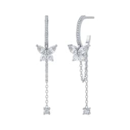 925 Sterling Silver Ear Needle Crystal Zircon Tassel Pendant Hoop Earrings Retro Small Fragrance Style High Jewelry Women Gifts