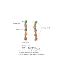 Yhpup Stainless Steel Multicolor Stone Dangle Earrings 18K Gold Color PVD Plated Long Exquisite Charm Jewelry