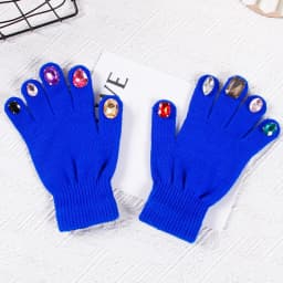 Winter Creative DIY Finger Thickened Warm Manicure Gloves Women Knitted Mittens Shiny Rhinestone Colored Diamond Gloves