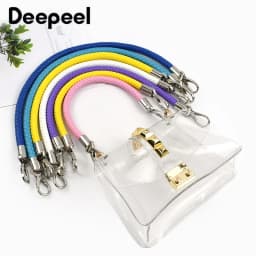 Deepeel 30-60cm Metal PU Leather Round Rope Bag Strap Handbags Handle Luggage Bags Silver Buckle Shoulder Belt Craft Accessories