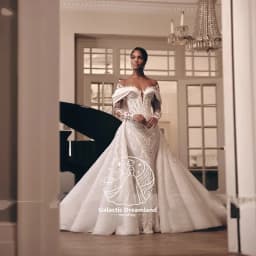 Galactic Customized Luxury Lace 2 In 1 Mermaid Wedding Dress Beading Embroidery Illusion Neck Trumpet Bridal Gown