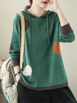 Amax luluE 2024 Winter Women Loose Patchwork Sweaters European Style Ladies Casual Hooded Design Jumpers Vintage Street Pullover