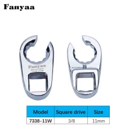 Fanyaa Hand Tool Individual 3/8 Inch Sqaure Drive Flare Nut Plum Hole Clamp Tool Wrench Head 10-19mm Replacement Part Head