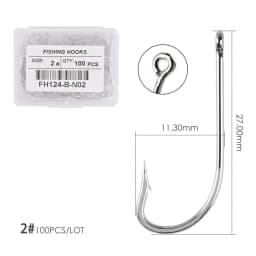100pcs Silver Hooks High Carbon Steel Big Long Shank Fishing Hooks Sea Pint Hook Fishhook Set with Eyes Barb Fishing Accessories